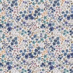 Printed Cotton ROMANE White / Blue